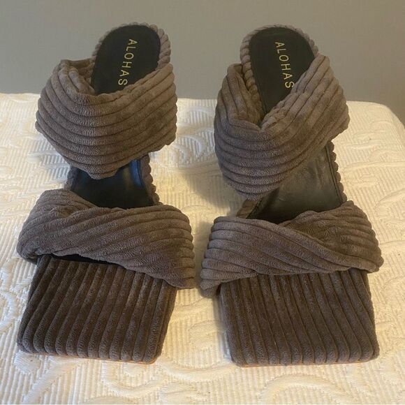 Anthropologie Alohas Natasha Mule Corduroy Twist Heels size 38 - Picture 3 of 9